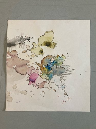 Peinture Aquarelle Abstrait 1989 À Identifier Gouache Abstraction Lyrique