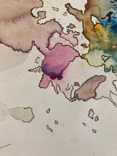 Peinture Aquarelle Abstrait 1989 À Identifier Gouache Abstraction Lyrique