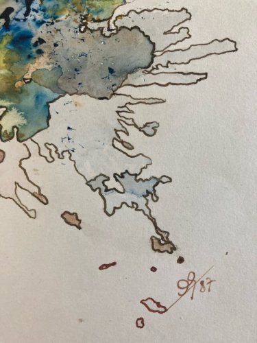 Peinture Aquarelle Abstrait 1989 À Identifier Gouache Abstraction Lyrique