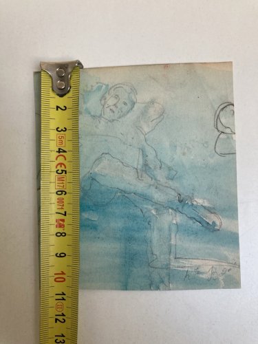 Peinture Aquarelle Crayon Sur Papier XIXe Hippolyte BELLANGÉ Homme Assis