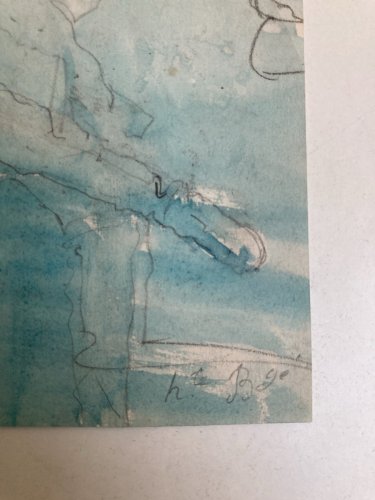 Peinture Aquarelle Crayon Sur Papier XIXe Hippolyte BELLANGÉ Homme Assis