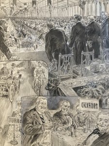 Peinture Aquarelle Dessin Crayon 1900 Banquet Des Maires Henri Lanos Art Deco