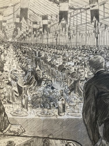 Peinture Aquarelle Dessin Crayon 1900 Banquet Des Maires Henri Lanos Art Deco