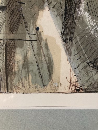 Peinture Aquarelle Jean Bertholle Femme Nue Nu Art 1980 Post Cubisme