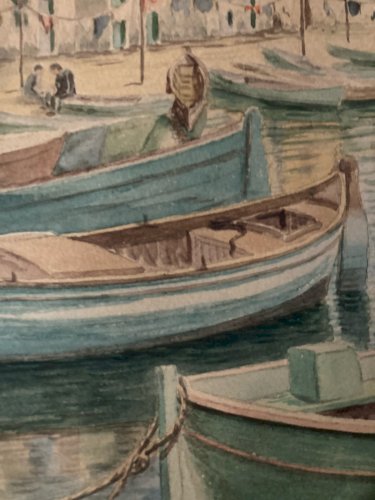 peinture aquarelle Martigues Quai Brescon Port Perrin À Identifier