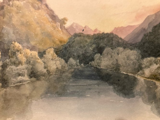 Peinture Aquarelle Sur Papier 1833 château de Gourdouillon à Sion