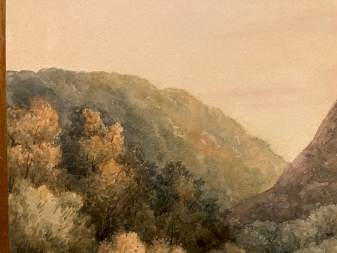 Peinture Aquarelle Sur Papier 1833 château de Gourdouillon à Sion