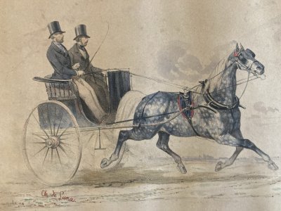 Peinture Aquarelle Sur Papier XIXe Charles DE LUNA Circa 1850 Cheval