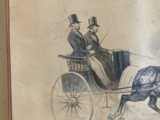 Peinture Aquarelle Sur Papier XIXe Charles DE LUNA Circa 1850 Cheval