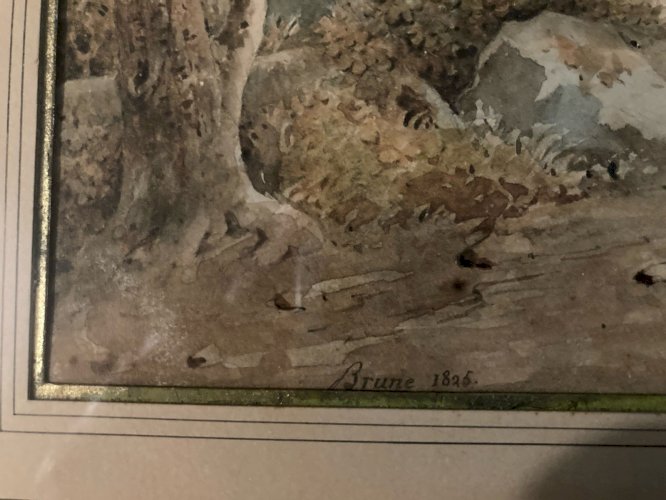 Peinture Aquarelle Sur Papier XIXe Christian Brune 1793 1849 Paysage