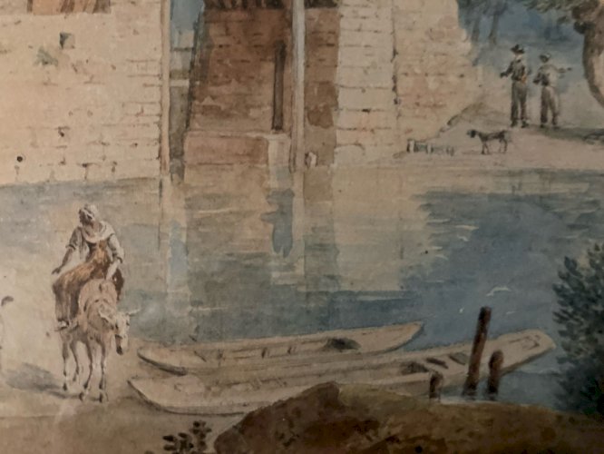Peinture Aquarelle Sur Papier XIXe Christian Brune 1793 1849 Paysage
