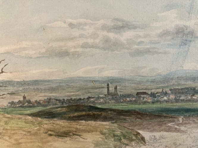 Peinture Aquarelle Sur Papier XIXe Village À Identifier Gouache Art