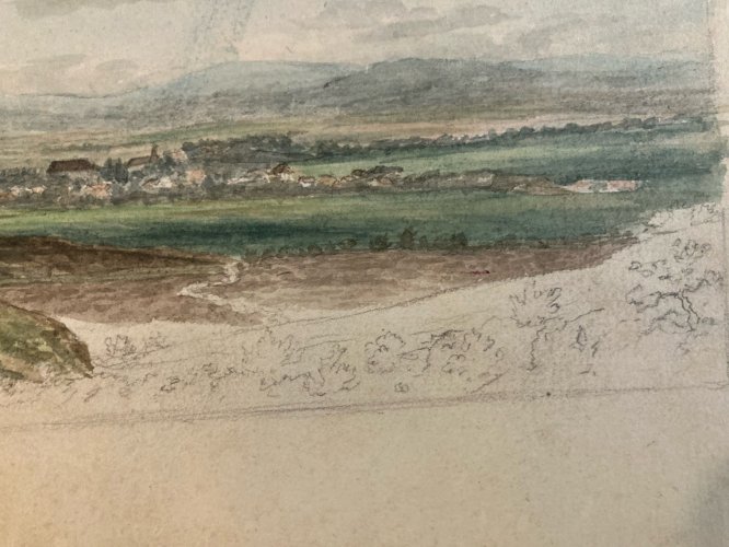 Peinture Aquarelle Sur Papier XIXe Village À Identifier Gouache Art