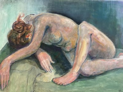 Painting Art 1970 Gouache Nude Female Body Erotic To Be Identified 20th Century