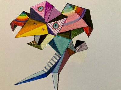 Painting Art 1980 Gouache Paper Cubist Post Cubism Animal 20th Century