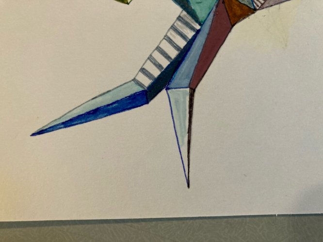 Peinture Art 1980 Gouache Papier Cubiste Post Cubisme Animal XXe Painting
