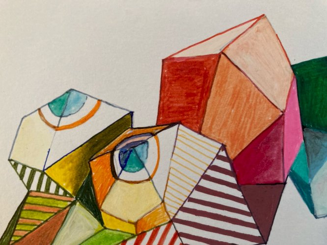 Peinture Art 1980 Gouache Papier Cubiste Post Cubisme Animal XXe Painting