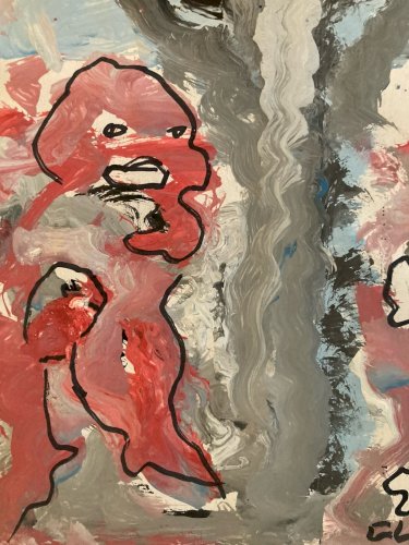 peinture Art Brut 2020 Papier Mostafa El Hadar Essaouira Expressionniste Animal