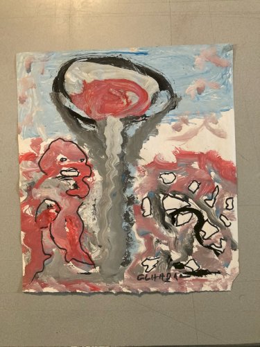 peinture Art Brut 2020 Papier Mostafa El Hadar Essaouira Expressionniste Animal