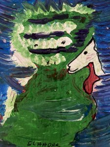 peinture Art Brut Carton 2020 Mostafa El Hadar Essaouira Expressionniste Animal