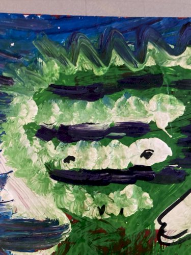 peinture Art Brut Carton 2020 Mostafa El Hadar Essaouira Expressionniste Animal