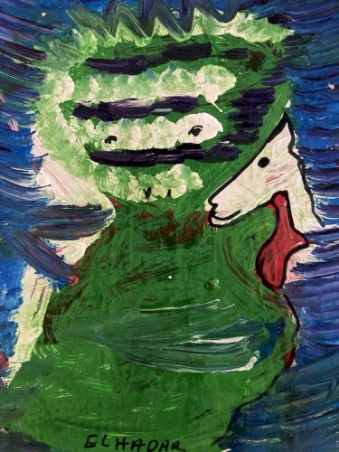 peinture Art Brut Carton 2020 Mostafa El Hadar Essaouira Expressionniste Animal