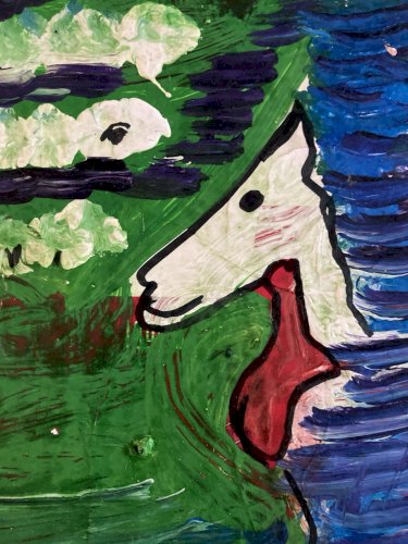 peinture Art Brut Carton 2020 Mostafa El Hadar Essaouira Expressionniste Animal