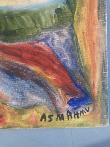 peinture Art Brut Carton 2024 Mustapha Asmah Mu Essaouira Expressionniste Animal