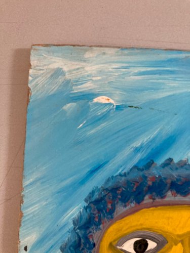 peinture Art Brut Carton Mustapha Asmah Mu Essaouira Expressionniste Maroc Naif