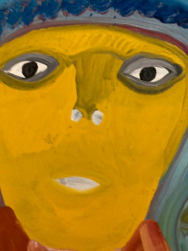 peinture Art Brut Carton Mustapha Asmah Mu Essaouira Expressionniste Maroc Naif