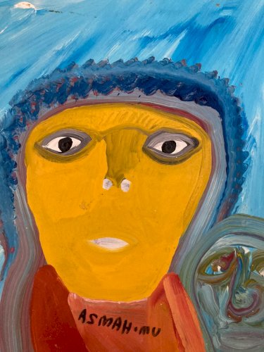 peinture Art Brut Carton Mustapha Asmah Mu Essaouira Expressionniste Maroc Naif