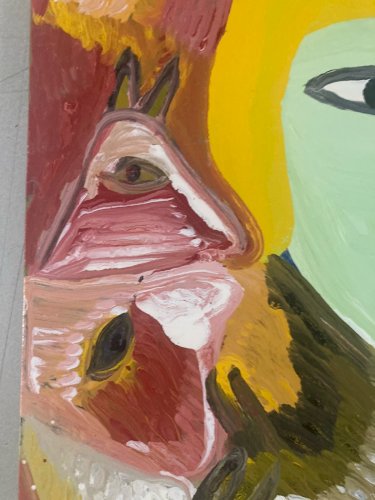 peinture Art Brut Carton Mustapha Asmah Mu Essaouira Expressionniste Maroc Naïf