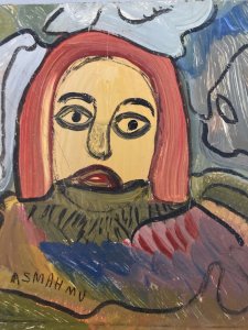 peinture Art Brut Naïf Carton Mustapha Asmah Mu Essaouira Expressionniste Maroc