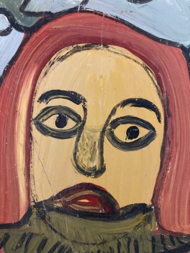 peinture Art Brut Naïf Carton Mustapha Asmah Mu Essaouira Expressionniste Maroc