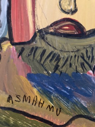 peinture Art Brut Naïf Carton Mustapha Asmah Mu Essaouira Expressionniste Maroc