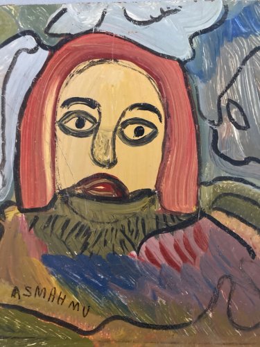 peinture Art Brut Naïf Carton Mustapha Asmah Mu Essaouira Expressionniste Maroc