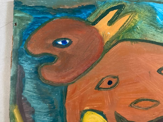 peinture Art Brut Painting Mustapha Asmah Mu Essaouira Expressionniste Maroc XXe