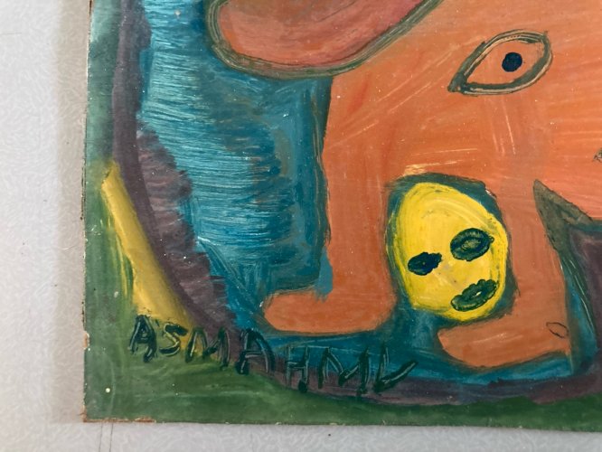 peinture Art Brut Painting Mustapha Asmah Mu Essaouira Expressionniste Maroc XXe