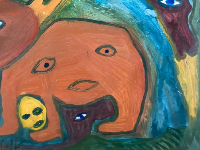 peinture Art Brut Painting Mustapha Asmah Mu Essaouira Expressionniste Maroc XXe