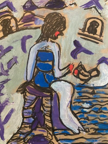 peinture Art Brut Papier 2020 Mostafa El Hadar Essaouira Expressionniste Animal