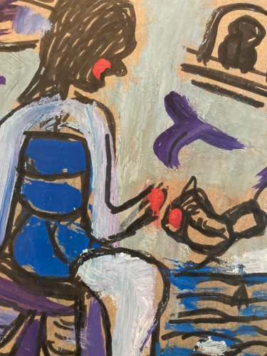 peinture Art Brut Papier 2020 Mostafa El Hadar Essaouira Expressionniste Animal