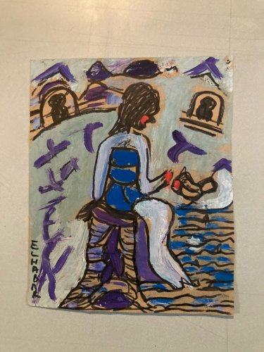 peinture Art Brut Papier 2020 Mostafa El Hadar Essaouira Expressionniste Animal