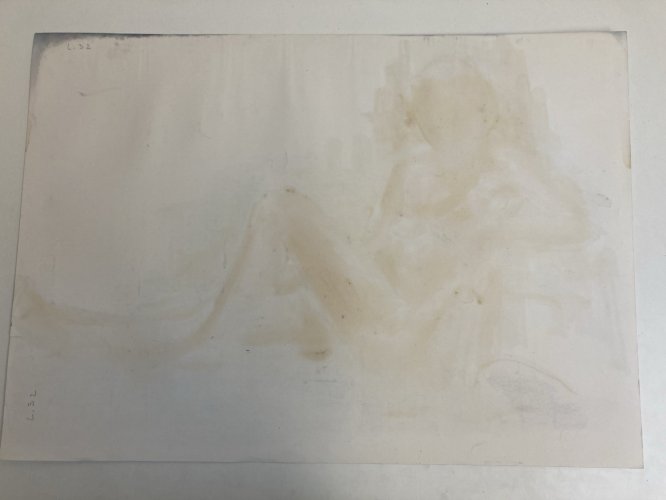 Peinture Art Gouache 1970  Corps Nu Nue Erotique Femme  A Identifier