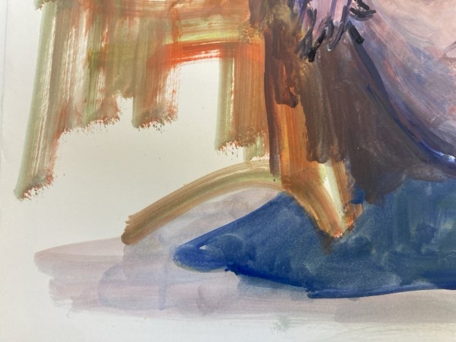 Peinture Art Gouache 1970  Corps Nu Nue Erotique Femme  A Identifier