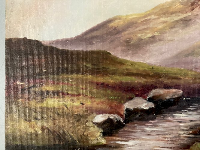 Peinture Art Huile Carton 1940 Fauve Plymouth Angleterre Moors Devon