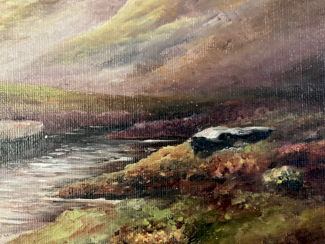 Peinture Art Huile Carton 1940 Fauve Plymouth Angleterre Moors Devon