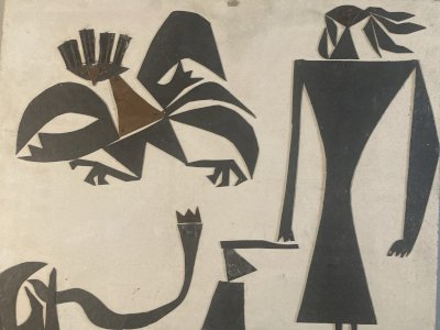 peinture, assemblage Metal Mythologie accumulation Art 1970 Serpent Ancien