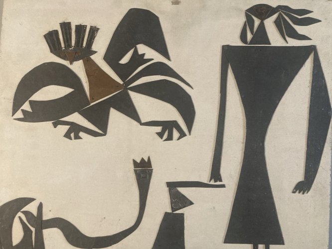 peinture, assemblage Metal Mythologie accumulation Art 1970 Serpent Ancien