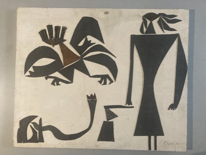 peinture, assemblage Metal Mythologie accumulation Art 1970 Serpent Ancien