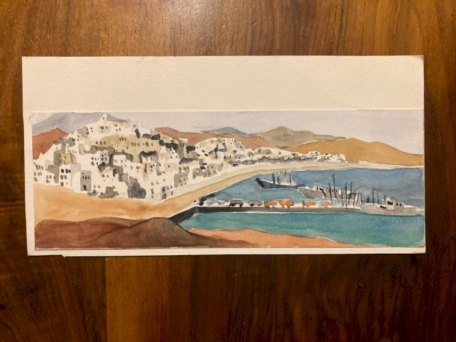 Peinture Bertrand ssillon orientaliste orientalisme 1980 Papier Art